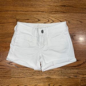 American Eagle Low Rise Midi White Jean Shorts